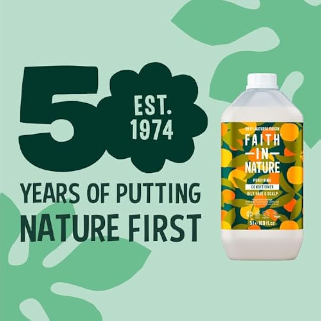 Faith In Nature Natural Grapefruit & Orange Conditioner, Purifying for Oily Hair & Scalp, Vegan & Cruelty Free, No SLS, Silicones or Parabens, 5L Refill Pack