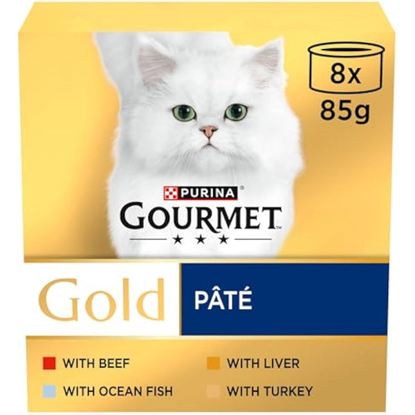 GOURMET Gold Pate Recipes Wet Cat Food 8x85g, Pack of 6