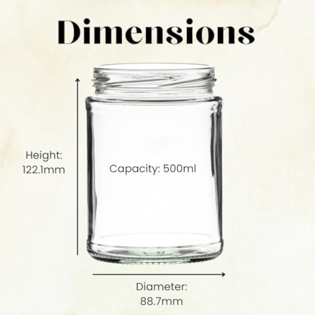 24 x 500ml Glass Jam Jars with Gold Lids – Round Glass Jars for Jams, Chutneys, Pickles, Sauces & Preserves – 82mm Twist-Off Lid