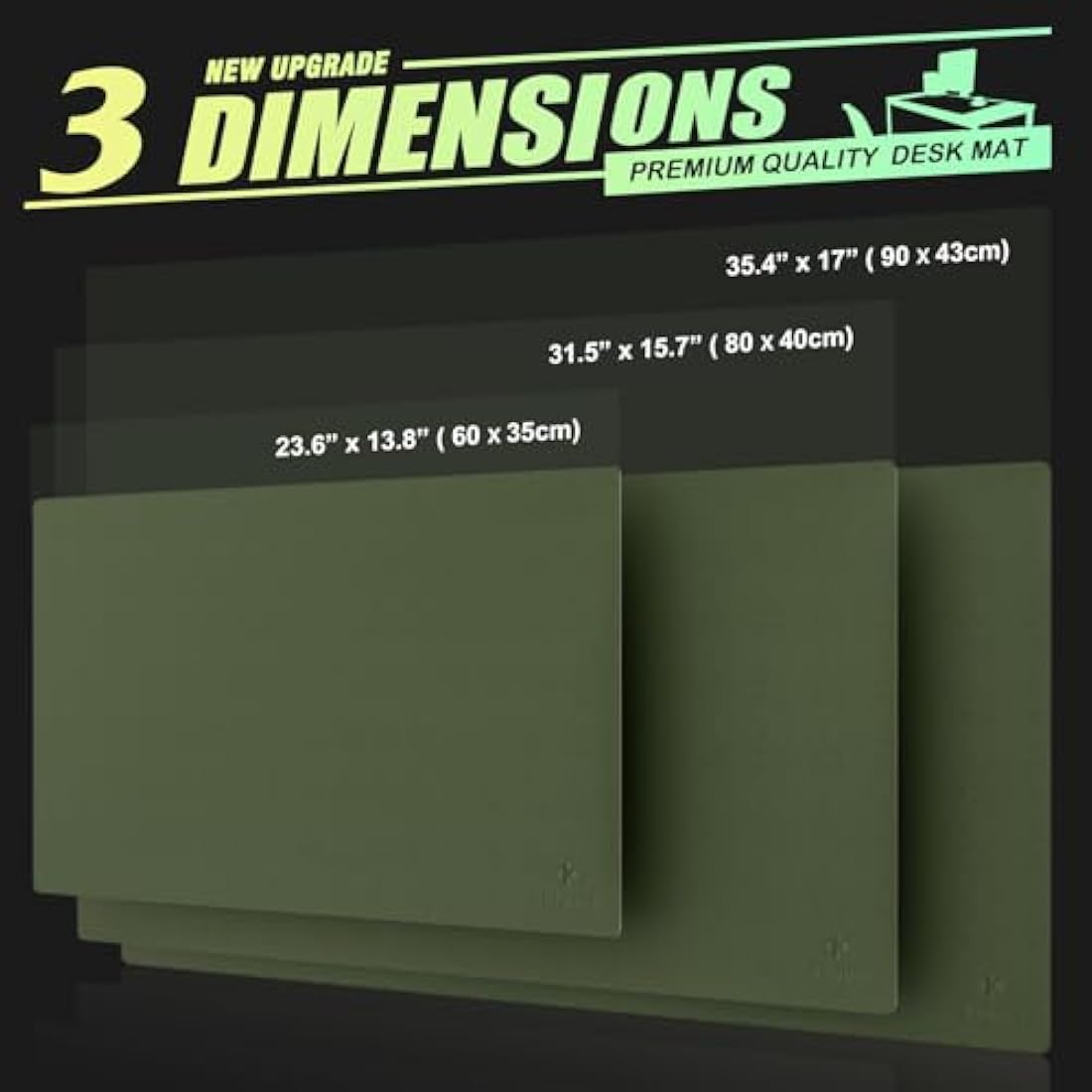 K KNODEL Small Office Leather Desk Mat, Mouse and Keyboard Pad, Computer and Laptop Mat, Desktop Protector and Cover, Writing Pad and Blotter (60x35cm, Dark Green)