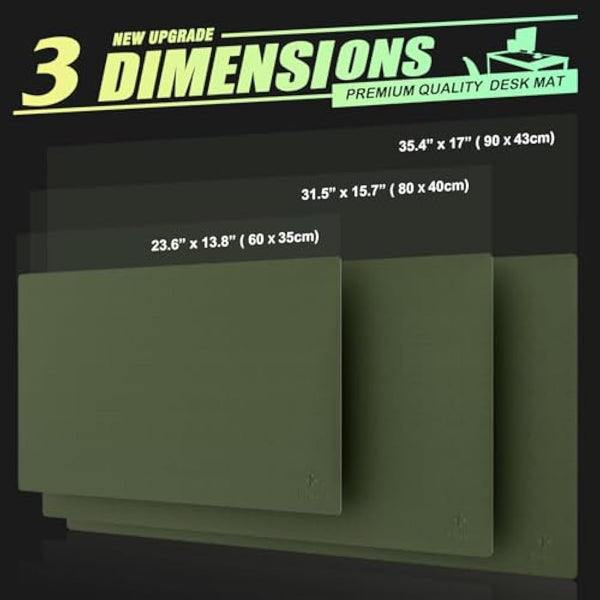 K KNODEL Small Office Leather Desk Mat, Mouse and Keyboard Pad, Computer and Laptop Mat, Desktop Protector and Cover, Writing Pad and Blotter (60x35cm, Dark Green)