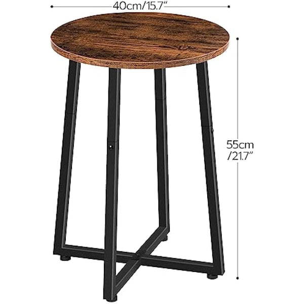 HOOBRO Side Table, Round Small Table, Small Bedside Table, Coffee Table with Metal Frame, Industrial Round Sofa Tables Hallway for Living Room, Sturdy,Rustic Brown EBF95BZ01