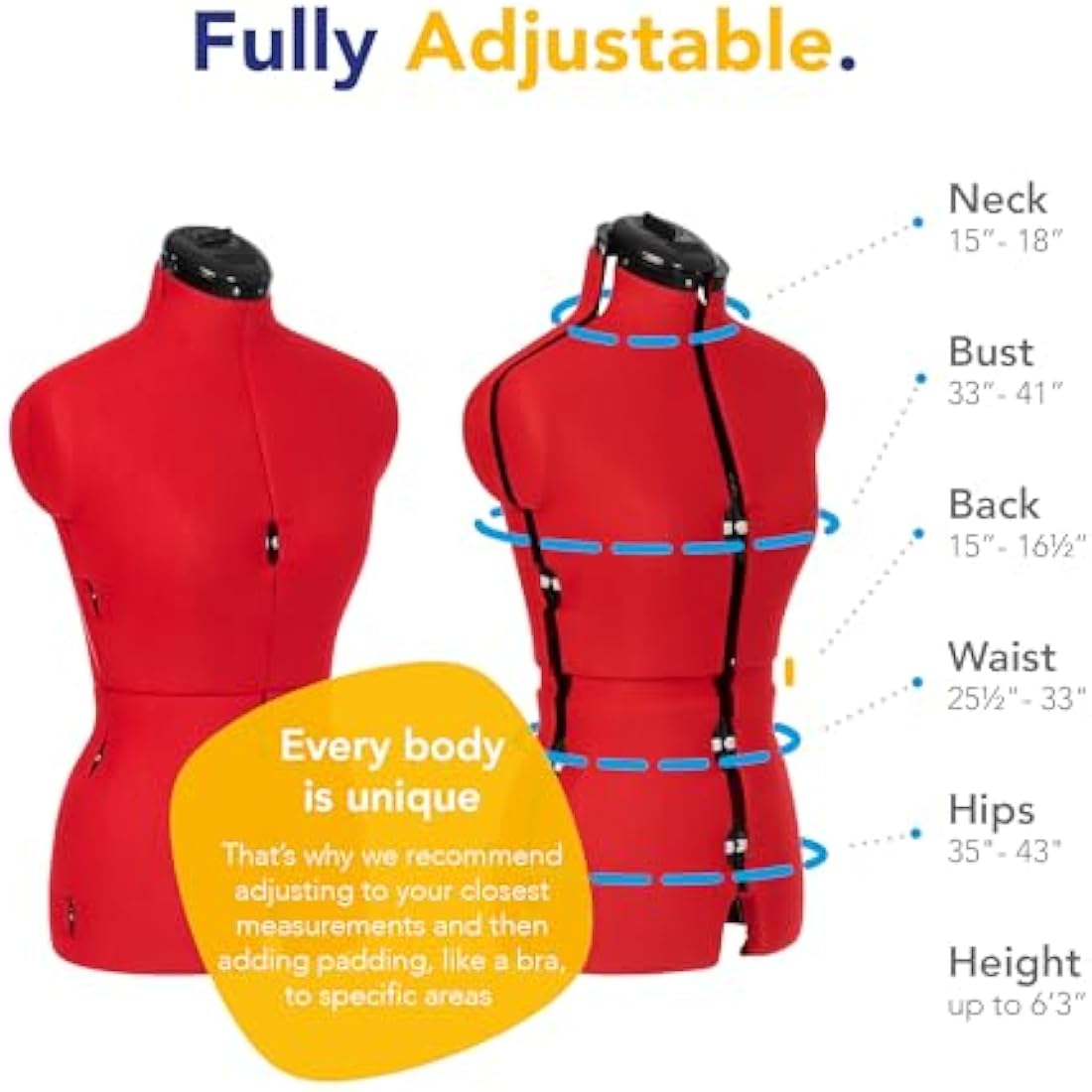 Adjustoform Sew Simple 8 Part Small Poppy Red Adjustable Dress Form (UK Dress Size 8-16)