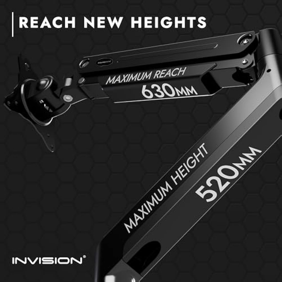 Invision Monitor Arm Bracket Mount for 24-40 Inch Screens VESA 75-100mm Ergonomic Height Adjustable Desktop Clamp Tilts Extends 2-15kg (MX450)