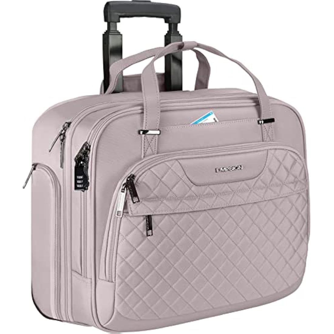 EMPSIGN Rolling Laptop Bag for Women - Wheeled Briefcase Fits Up to 15.6 Inch Laptop, Water-Repellent Overnight Computer Bag with RFID Pockets, Dusty Pink