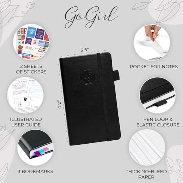 GoGirl Planner and Organizer for Women - Pocket Size Weekly Planner, Goals Journal & Agenda to Improve Time Management, Productivity & Live Happier. Undated – Start Anytime, Lasts 1 Year – Black