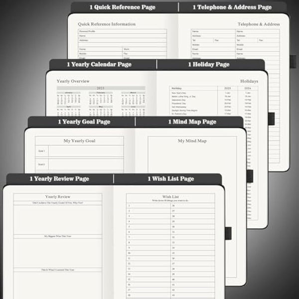 Asten Planner, Undated Daily Planner with To Do List, 365 Days Planner for ADHD Adult, Agenda Men, Hourly Planner Notebook for Goal Setting, Productivity Planner with Calendar, 8.3'' x 5.8'' (Black)
