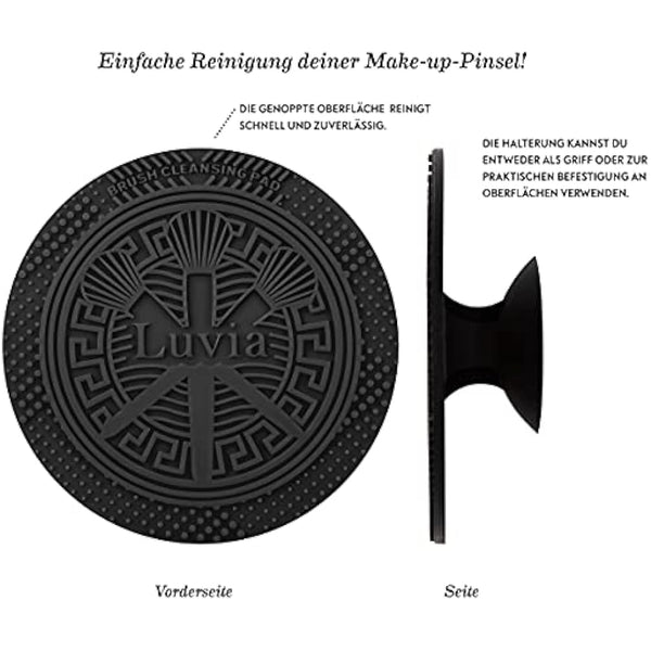 Luvia Prime Vegan Pro Make-Up Brush Set, Black, 12 Makeup Brushes Including Brush Storage, Blender Sponge & Cleaning Mat for Cosmetic Brushes, Black & Rose Gold