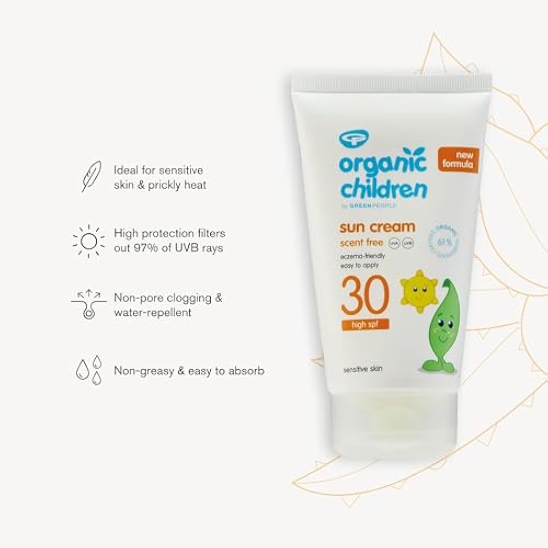 Green People Organic Children Sun Cream SPF30 - Scent Free, Natural Sunscreen - Organic, Vegan, Reef Safe & Cruelty Free, 150ml