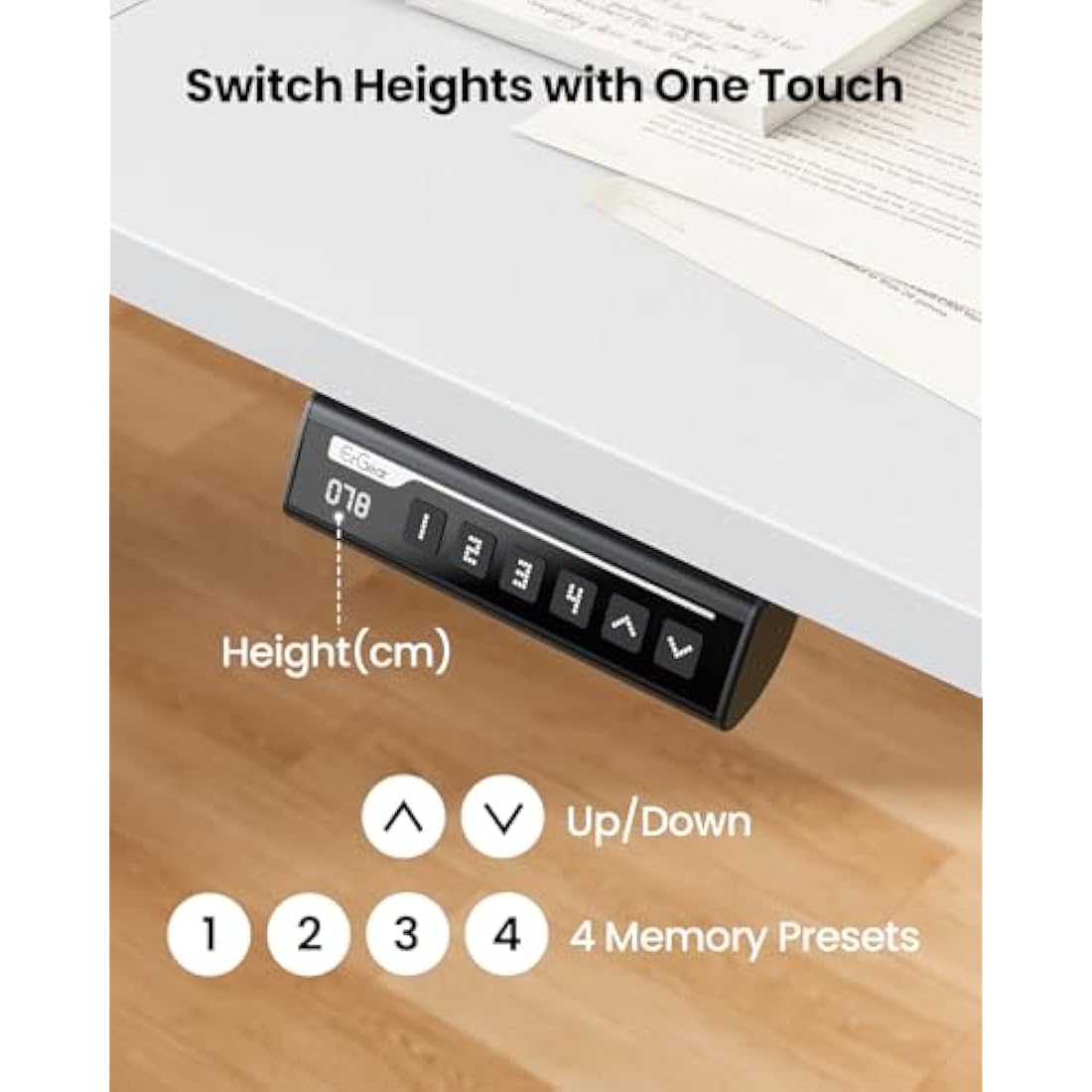 ErGear Electric Standing Desk Height Adjustable 120 x 60cm, Sit Stand Desk with 4 Memory Smart Pannel, Home Office Desk with Splice Board
