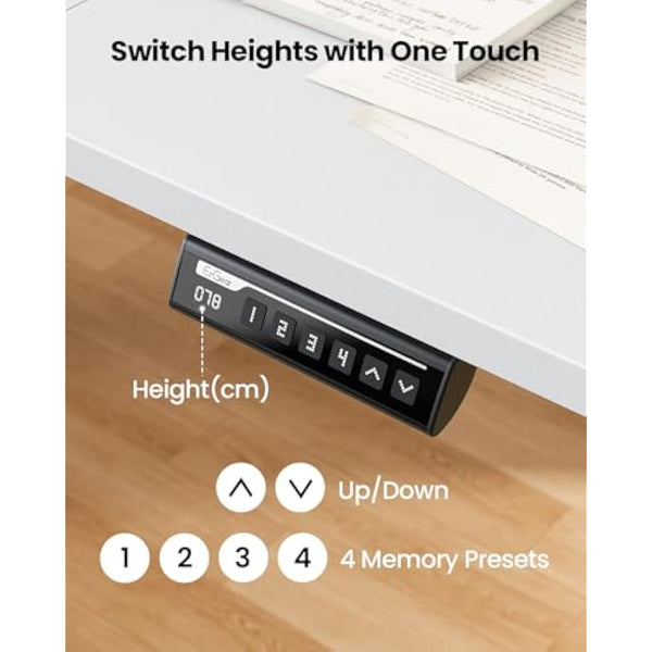 ErGear Electric Standing Desk Height Adjustable 160 x 80cm, Sit Stand Desk with 4 Memory Smart Pannel, Home Office Desk with Splice Board