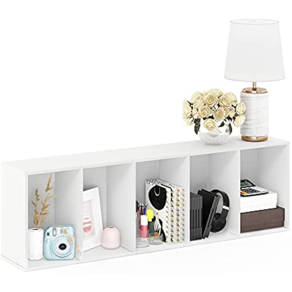 Furinno Luder 5-Tier Reversible Color Open Shelf Bookcase, White