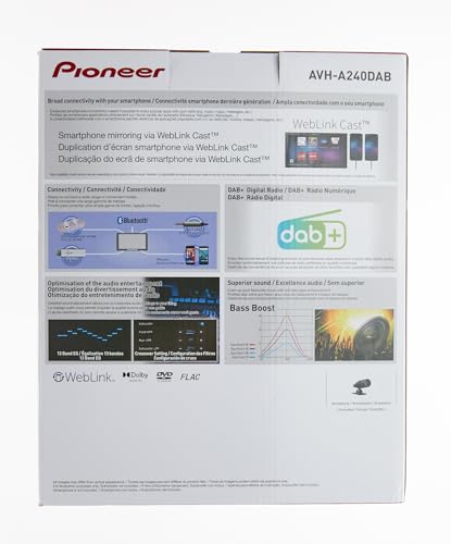 Pioneer AVH-A240DAB 6.2” touchscreen CD/DVD tuner with Smartphone Mirroring. Bluetooth, DAB/ DAB+ Digital Radio, 13-band GEQ, advanced audio features and premium audio quality.