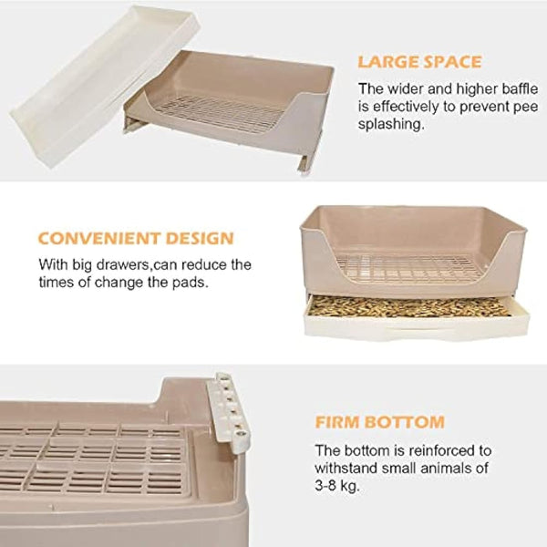 HYLYUN Large Rabbit Litter Tray Box Toilet,Potty Trainer Corner Litter Bedding Box with Drawer Larger Pet Pan for Adult Guinea Pigs, Rabbits, Hamster, Chinchilla, Ferret, Galesaur, Small Animals