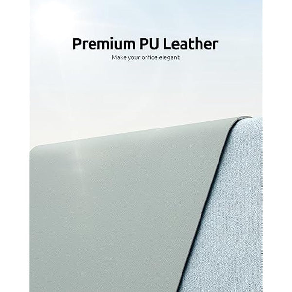 YSAGi Leather Desk Mat, Large Mouse Mat, Non-Slip Desk Pad, Waterproof PU Leather Table Protector Writing Pad for Office and Home (90 x 43 cm, Grayish Green)