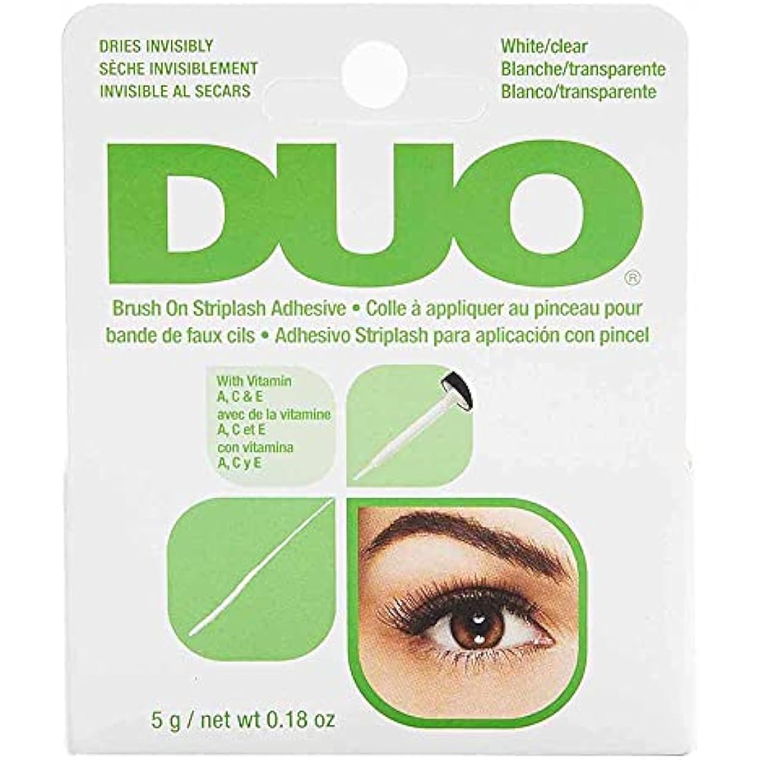 Duo Brush on Clear Lash Glue, Striplash Adhesive with Brush, Latex Free, Rapid Dry, Dries Clear, False Eyelash Glue, 5 g, (Pack of 1)