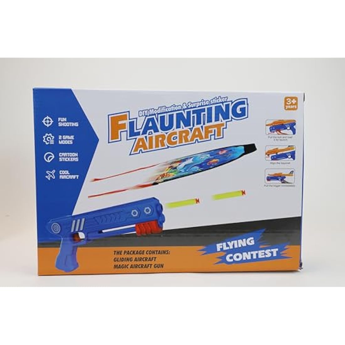 3 Pack Airplane Launcher Toys, LED Throwing Glider Plane, Catapult Aeroplane Toy with Gun, Foam Flying Toy Outdoor Garden Sports Shooting Game,Fun Birthday Gift 4-12 Years Old Kids Boys Girls