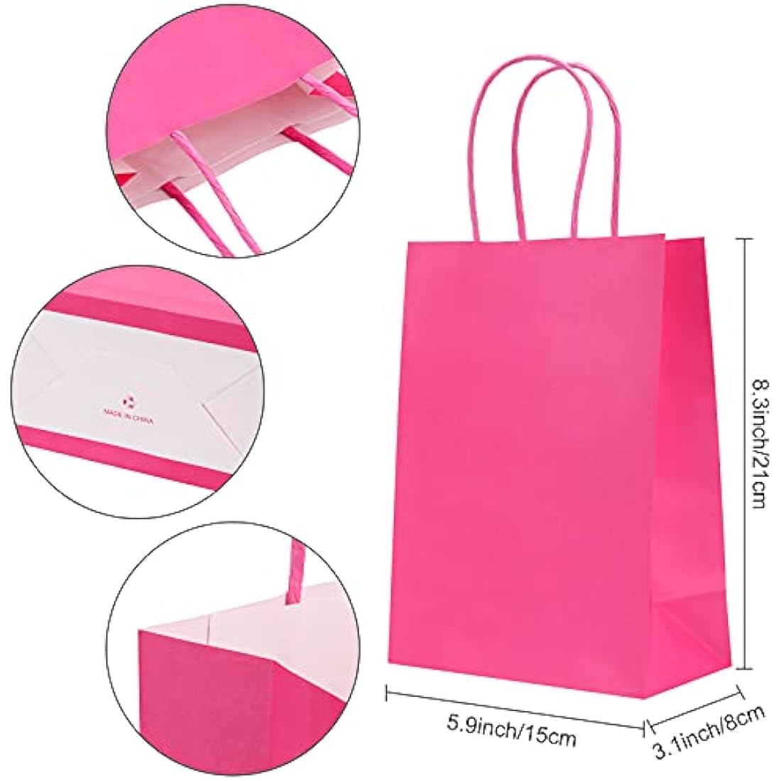 30 Pieces Paper Party Bags Candy Gift Bags Toy Goody Sweet Bags with Handles,Kraft Bags or Kids Party, Celebrations, Baby Shower, Birthday, Halloween, Christmas