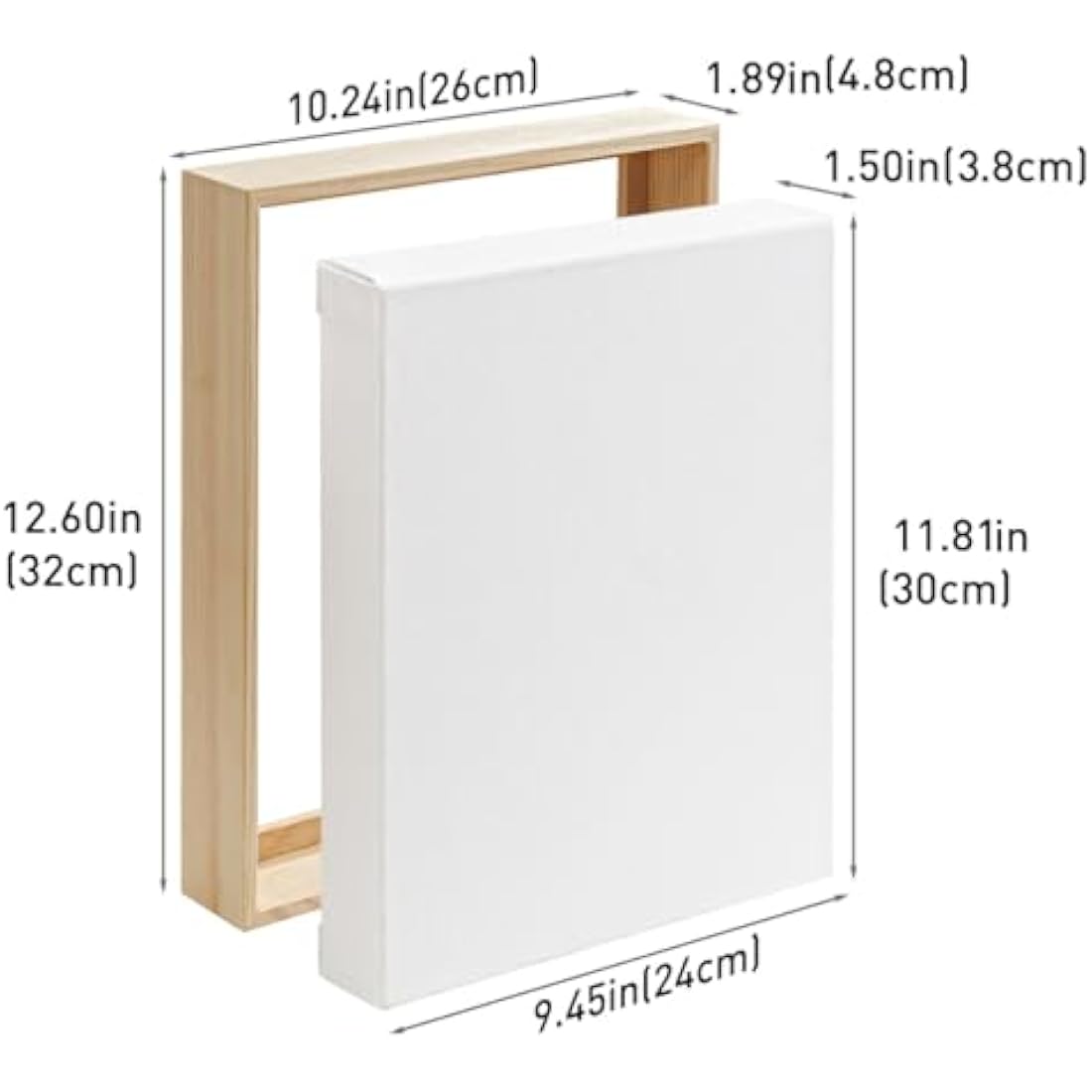 Colour Splash Stretched Canvas & Pinewood Frame-24x30cm (2pk)|3.8cm Deep Edge|4.8cm Frame|Linen & Cotton Blend Fabric|Triple-Layer 450gsm Gesso|Oil & Acrylic Painting|Durable Blank Canvas