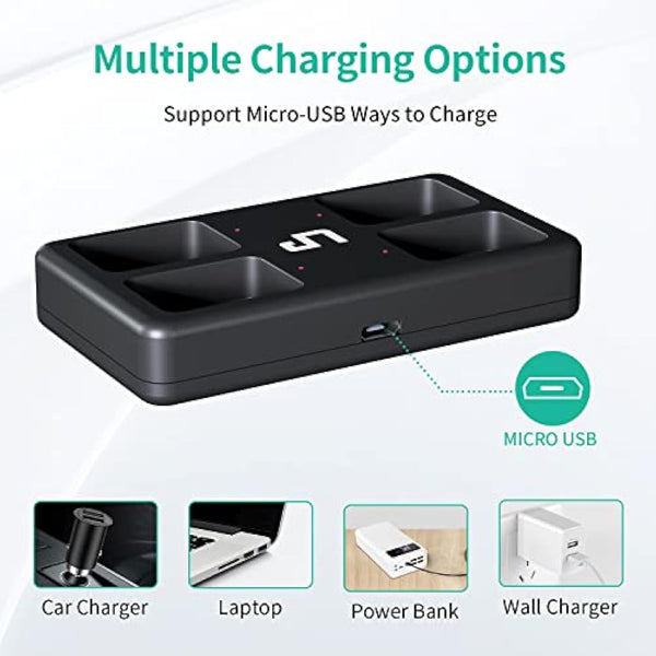 9V Rechargeable Battery Charger Pack, LP 4-Pack 600mAh 9 Volt Li-ion Batteries & 4-Bay Battery Charger for Alarms, Wireless Microphones, Smoke Detectors, Toys, Flashlights, Guitar, Keyboard & More