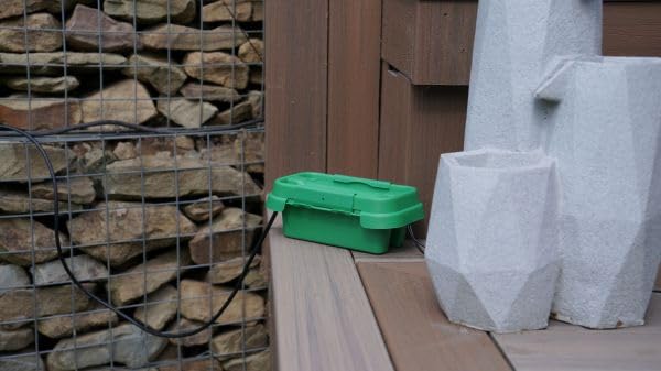 DRiBOX – Large IP55 Weatherproof Outdoor Electrical Connection Box 40 x 31 x 14.5cm – Power Cord Enclosure for Christmas Lights, Timers, Extension Cables, Leads, Reels, Transformers (Large, Black)