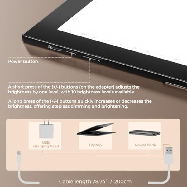 DONPODER A3 Light Box Portable LED Light Board for Diamond Painting, 10 Brightness Levels,5500 Lux Super Bright Ultra Thin Light Pad for Tracing and Crafts(42 x 32 cm)