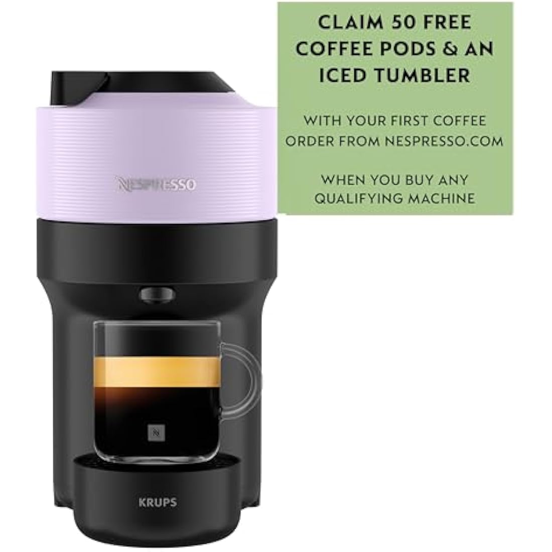 Nespresso Krups Vertuo pop coffee pod machine, Lilac