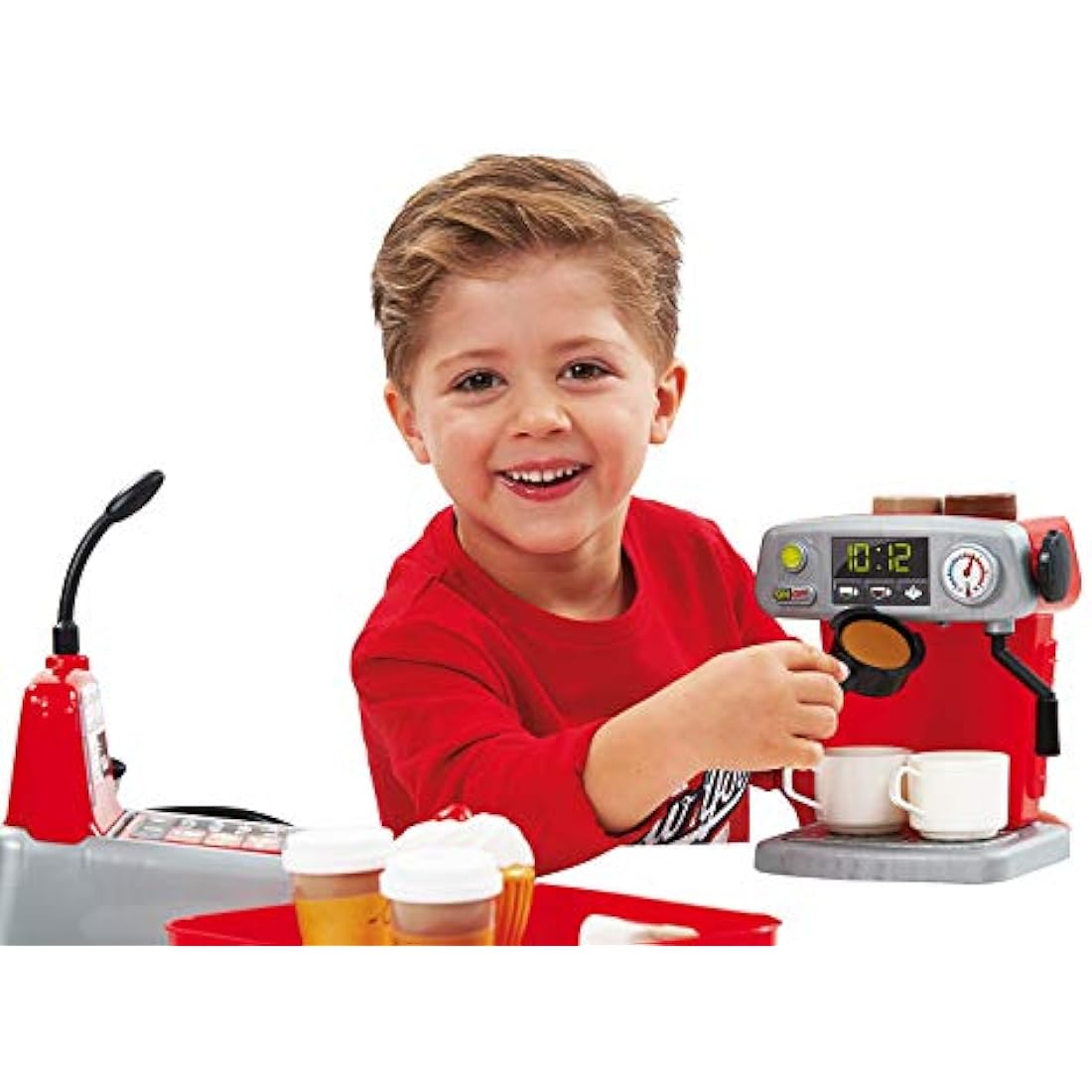 Ecoiffier Coffee Shop - Playset with Coffee Maker, Donuts, Coffee Service, Cashier, Play Money, Mini Smartphone, for Children from 18 Months