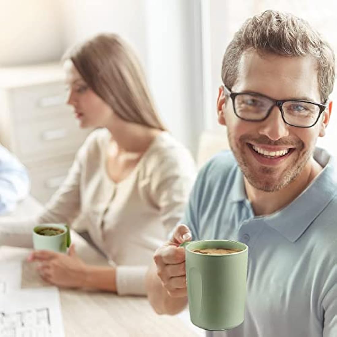 Greentainer Unbreakable Lightweight Dinnerware Sets, Plastic Dinner Set, 4 Dining Plates, 4 Bowls, 4 Cups, Microwave and Dishwasher Safe, Camping Tableware for Kids and Adults, Service for 4