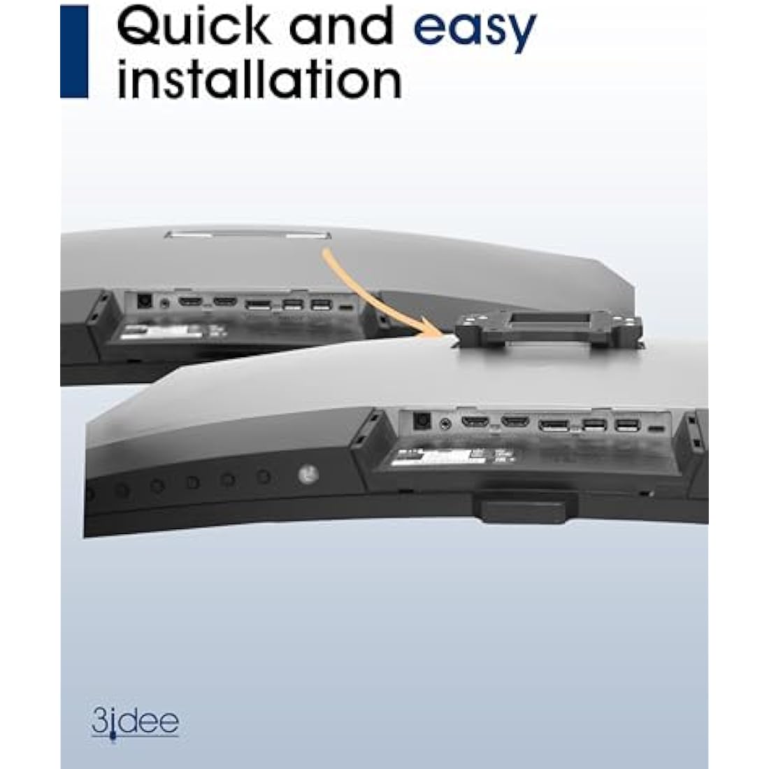 3IDEE VESA Adapter Compatible with BenQ Monitor (EX3203R, EX3501R) - VESA Mount 75x75 mm - for Monitor Without VESA Connection - for Mounting on a Monitor or Wall Mount