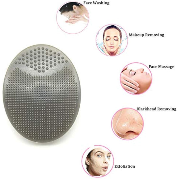 HieerBus Facial Cleansing Brush,Soft Silicone Face Scrubber,Facial Exfoliation Scrub for Massage Pore Cleansing Blackhead Removing Deep Scrubbing for All Kinds of Skins (2ed-White + Grey)