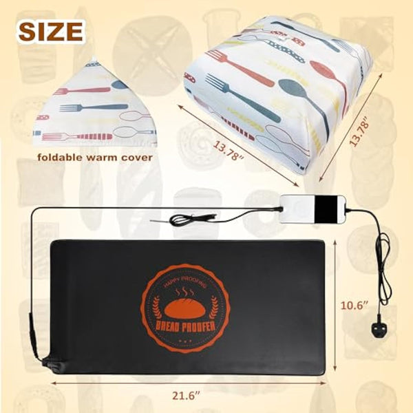 Bourske Bread Proofer Warming Mat with Heat Preservation Cover Adjustable Temperature Dough Starter Mat, Sourdough Dough Proofer for for Making Bread