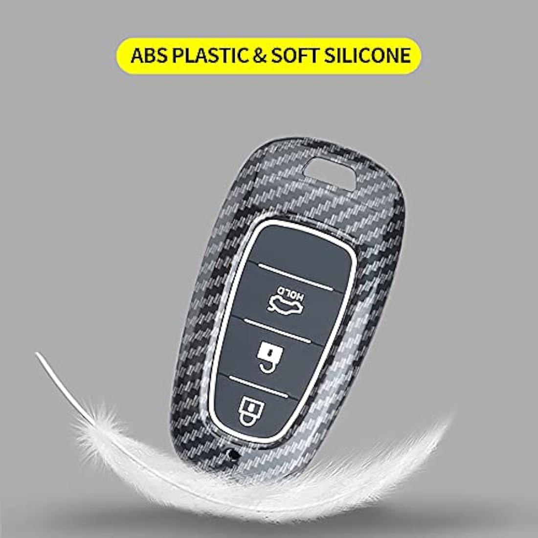 ontto ABS Car Key fob Cover Keyring fit for Hyundai Sonata Tucson NX4 Nexo Solaris Santa Fe 2020 2021 accessories Remote Key Shell Plastic Silicone key case Key Holder 3 Buttons Carbon Black