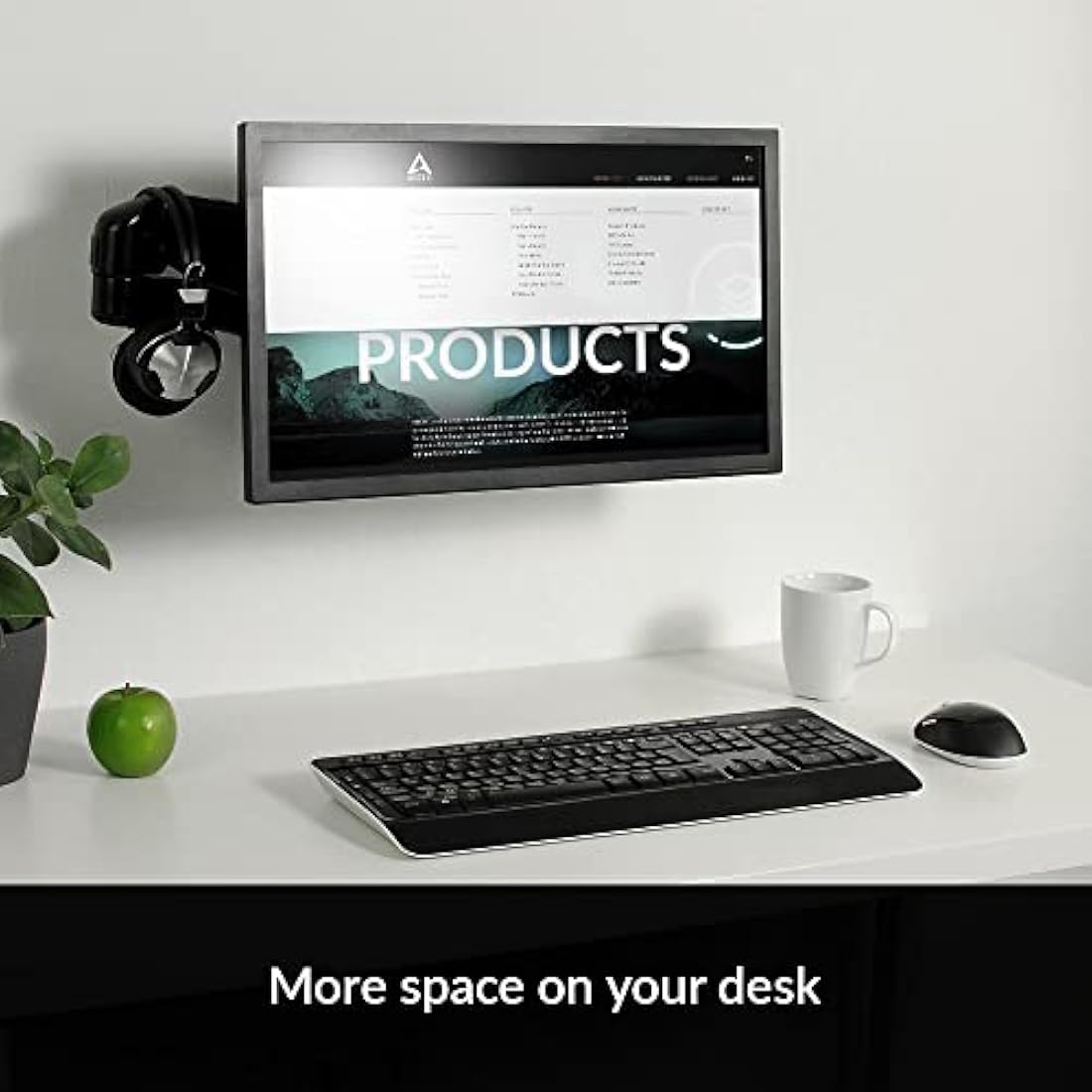 ARCTIC W1-3D - Wall Mount with Full Motion Gas Lift Arm, Wall Space-Saving Attachment, up to 43"/49" Ultrawide, up to 8 kg (17.6 lbs), simple and quick installation - Black