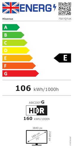 Hisense 55 Inch 4K QLED Smart TV 55E77NQTUK - Quantum Dot Colour, 4K AI Processor, Dolby Vision Atmos, Smooth Motion, Sports Mode, Vidaa OS with Freely, Youtube, Netflix and Disney+ (2024 Model)