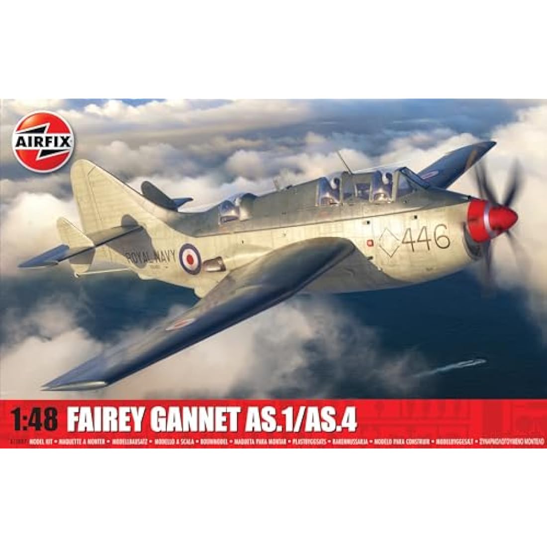 Airfix Model Set - A11007 Fairey Gannet AS.1/AS.4 Model Building Kit - Plastic Model Plane Kits for Adults & Children 8+, Set Includes Sprues & Decals - 1:48 Scale Model