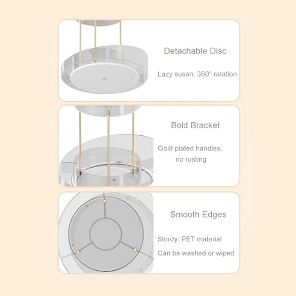 Baoswi 360° Rotating Makeup Organiser, 2 Tiers Perfume Organiser, Skincare Cosmetic Organiser, Dressing Table Organiser for Lipsticks, Makeup Brushes, Lotion, Perfume, Cosmetic (Beige)