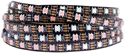 LOAMLIN WS2812B Individually Addressable RGB LED Strip 16.4FT 5050SMD Smart Flexible Dream Full Color 60Pixels/m Balck PCB Light IP30 Non Waterproof DC5V (Black PCB, 16.4FT 300LEDs IP30)