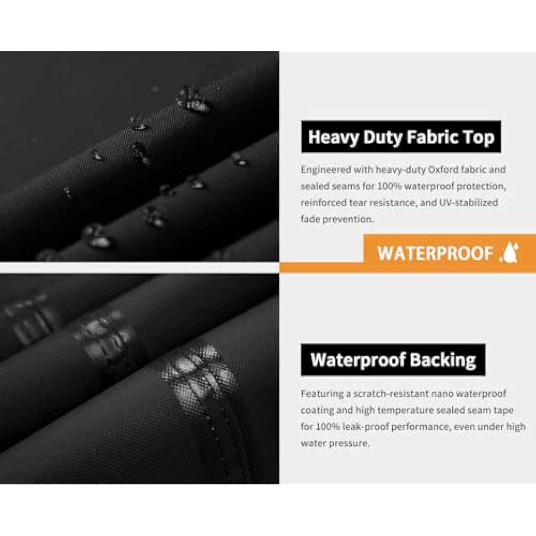 Dokon 4 Seater Garden Swing Covers Waterproof Heavy Duty Oxford Fabric Outdoor Swinging Chair Cover Windproof Anti-UV Patio Garden Hammock Cover with Zips (250x150x160cm) - Black