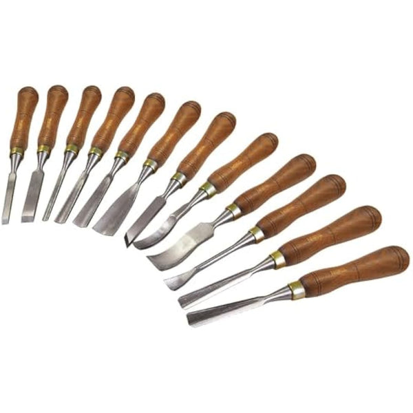 Faithfull Wood Carving Chisel Set of 12 in Presentation Case, ‎Walnut Color