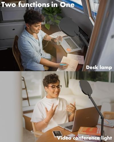 LitONES LED Desk Lamp with Swing Arm for Home Office, 1200LM Dimmable Desk Light for Study, Reading, Adjustable Table Lamp Task Light for Home Working, Desktop Lighting for Video Calls Streaming