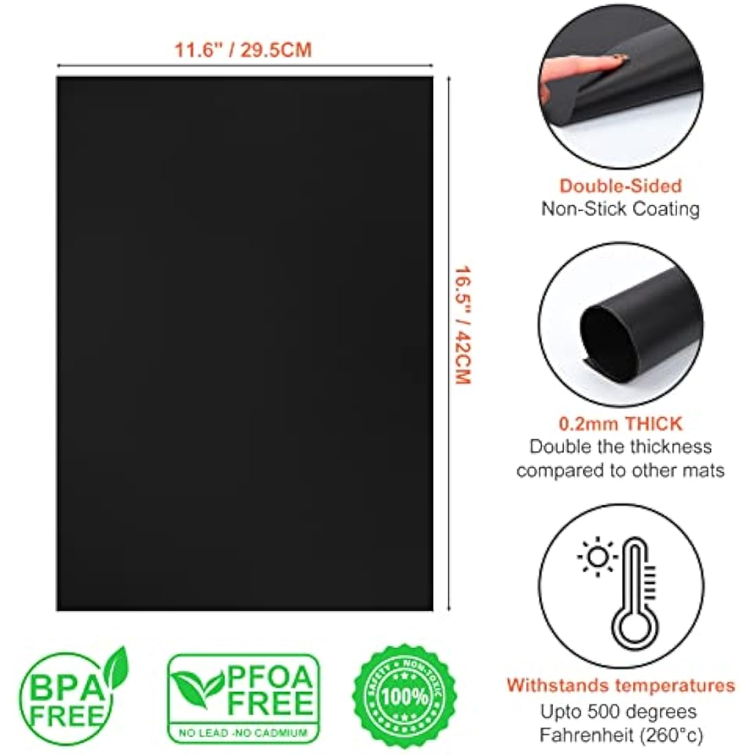 AFAXINRIE Oven Liner, Oven Liners for Fan Assisted Ovens, Baking Mat, 29.5cm * 42cm, Set of 3, Easy to Clean, Reusable, Convenient Baking, Protect Bottom of Oven