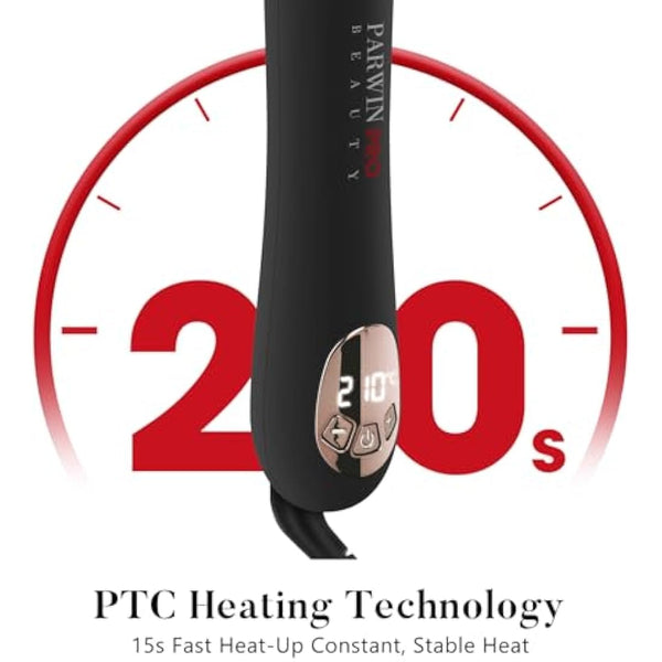 360° Rotating Automatic Hair Curler, PARWIN PRO BEAUTY 25MM Hair Curling Wand, Nano Titanium Coating Curling Tongs, Rotating Curling Iron with LCD Display, Dual Voltag, 120-210℃