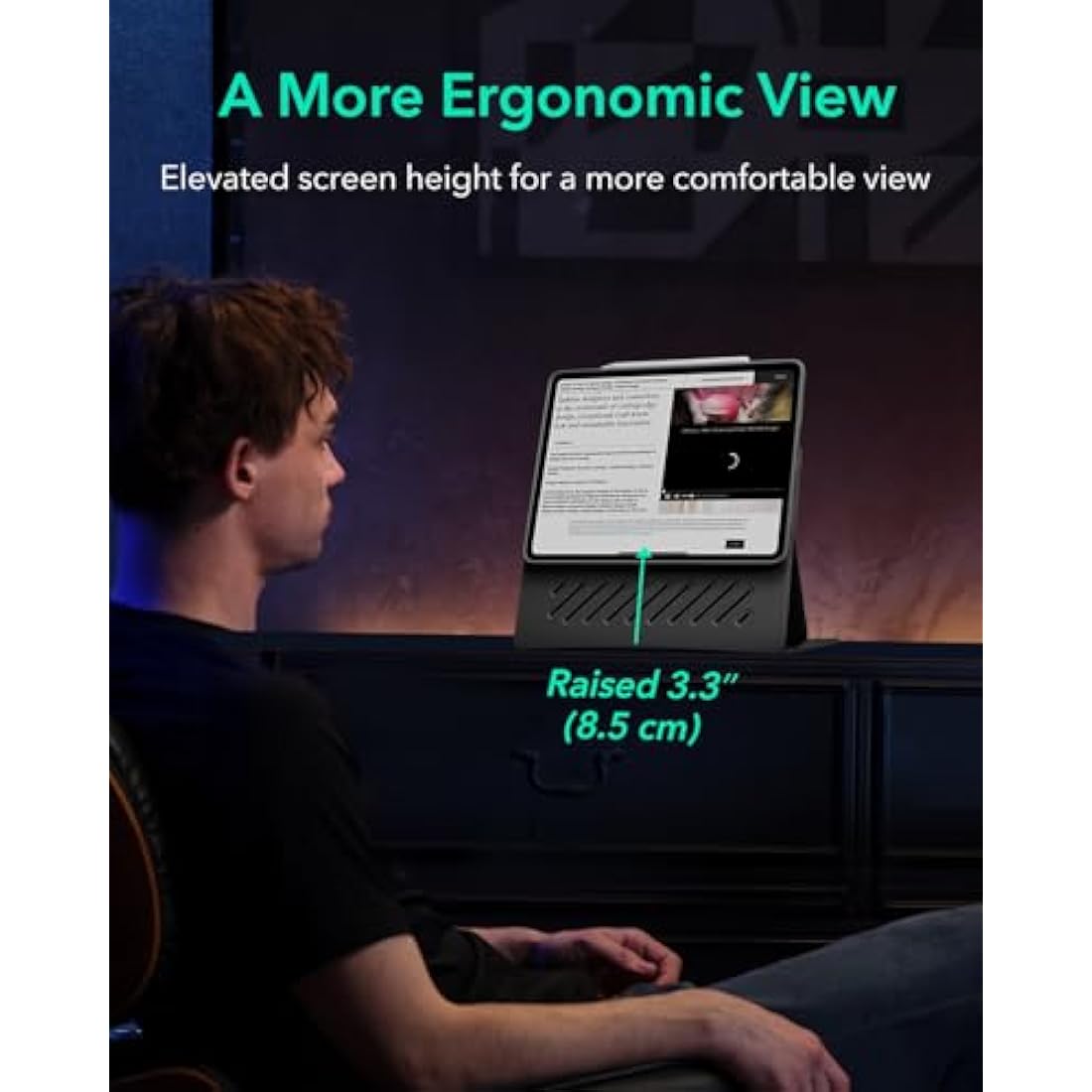 ESR for iPad Pro 13 inch Case 2024 M4 Rotating Case with Removable Magnetic Cover, Adjustable Portrait/Landscape Stand with Raised Screen View, 9 Standing Angles, Shift Series, Black