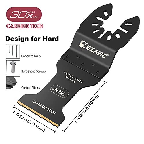 EZARC 3pcs Oscillating Tool Blades Carbide Multitool Saw Blades for Hard Material, Hardened Metal, Nails, Bolts and Screws, 3-Pack