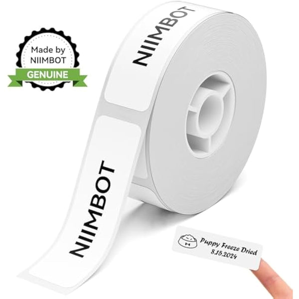 NIIMBOT Thermal Label Maker Tape Waterproof Lables 0.47" x 1.57"(12×40mm) Printer Sticker Labeling Tape with Self-Adhesive for D11/D110/D101 Label Maker(White)