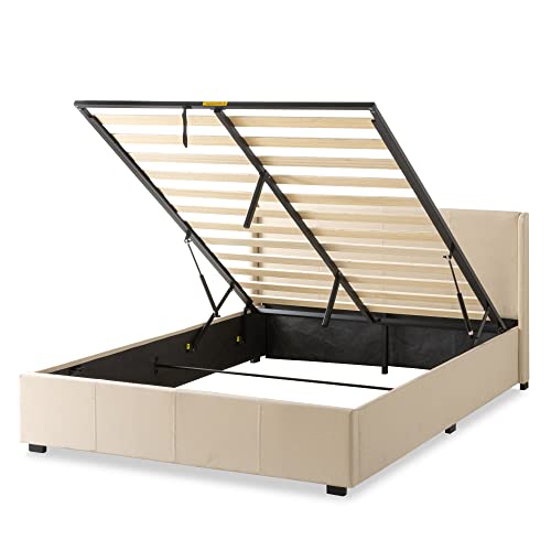 Zinus Maddon Double Bed frame - Bed 135x190 cm - 31 cm Height with Underbed Storage - Upholstered Platform Bed frame - Black