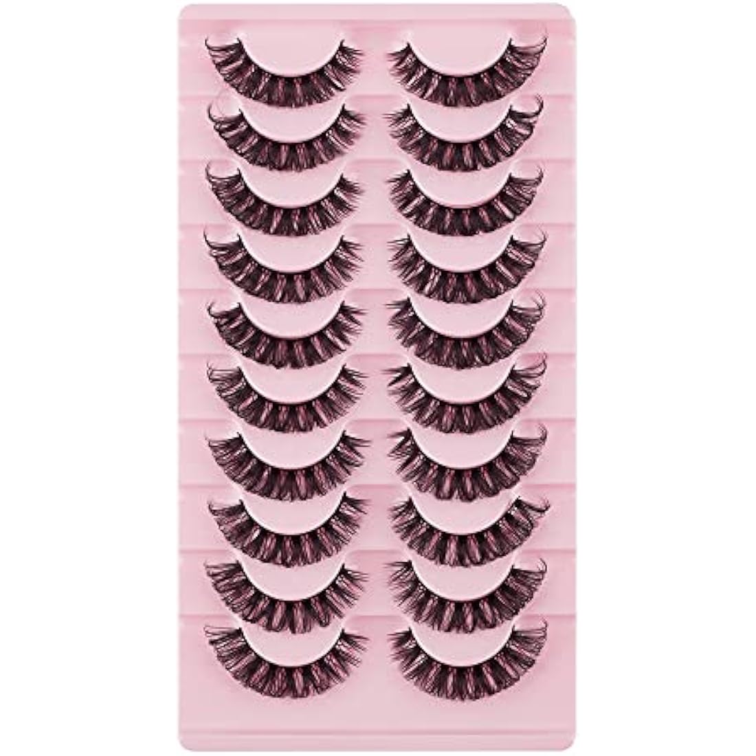 False Eyelashes Russian Strip Lashes Natural Fluffy Wispy D Curly 10 Pairs Reusable Fake Eyelashes Faux Mink Lashes Thick Short Soft Eyes Lash