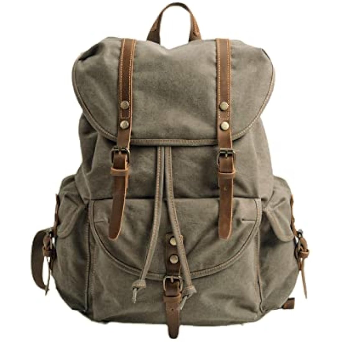 FANDARE Canvas Backpack Vintage Travel Rucksack Hiking Backpack Outdoor Daypacks Trekking Rucksack for Men Women Sport Travel Camping Mountaineer Knapsack Green