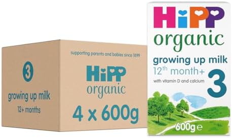 HiPP Organic 3 Growing up Baby Milk Powder Formula, From 12 Months, 600g (Pack of 4)
